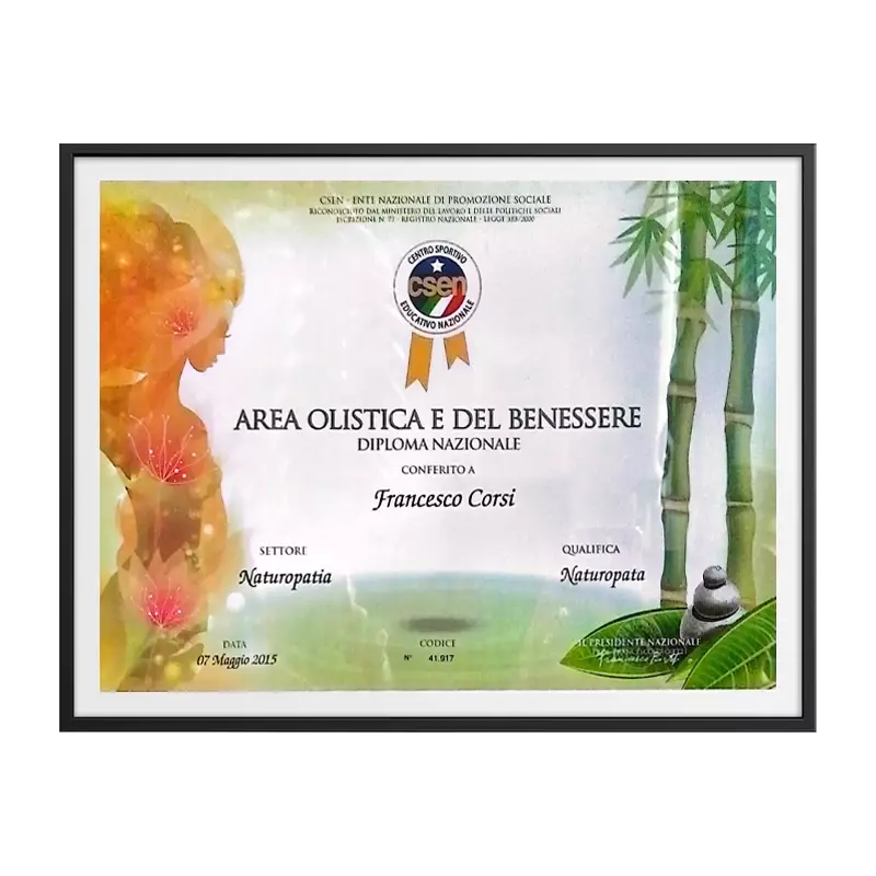 Diploma area olistica e del benessere Francesco Corsi